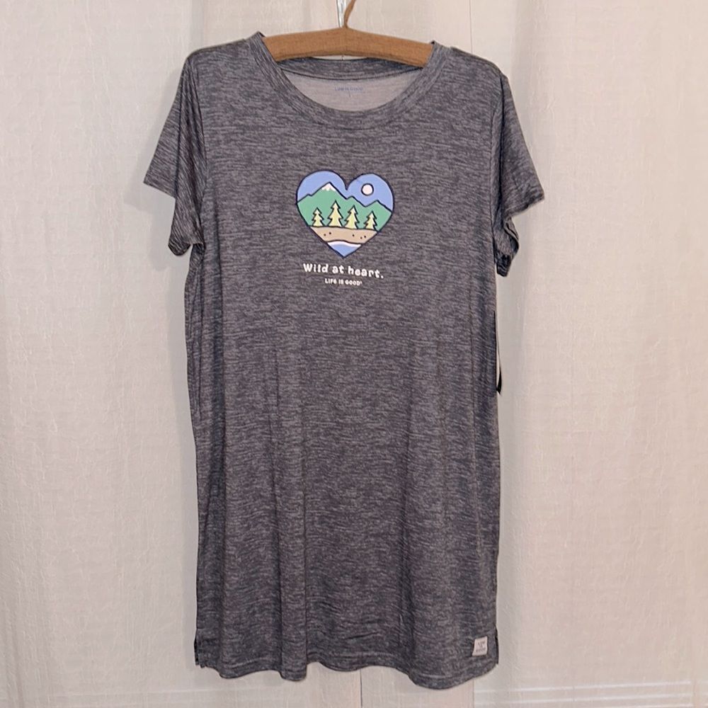 Life is Good L Intimates Heather Gray T- like Sleep Shirt Pajama